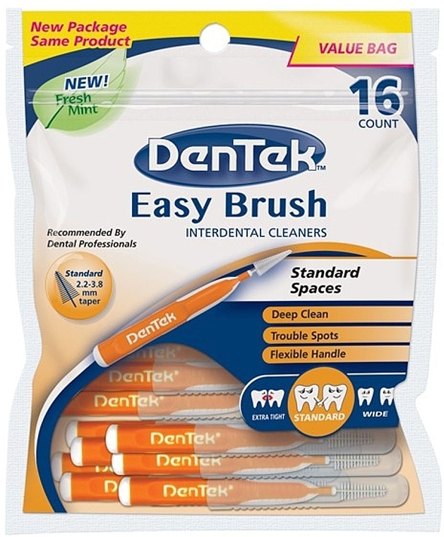 Brush Interdental Cleaners Standart Spaces - DenTek Easy Brush Interdental Cleaners Standart Spaces — photo N1