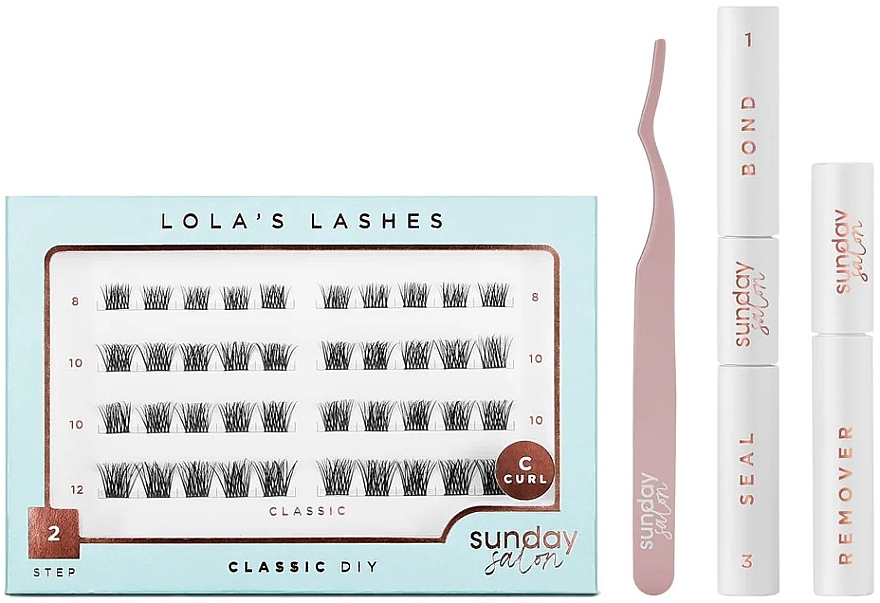 セット - Lola's Lashes クラシック DIY ラッシュ エクステンションスターターセット(bond/seal/2x3.5ml+remover/4ml+eyelashes/40pcs+applicator/1pcs) — photo N1