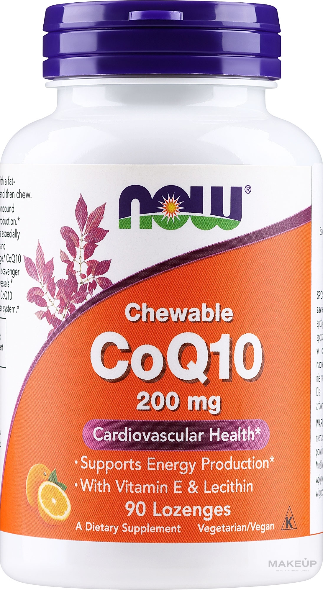 Coenzyme Q10, 90 lozenges - Now Foods CoQ10 With Vitamin E & Lecithin — photo 90 ЊВ.