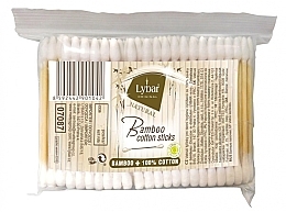 Cotton Buds in Plastic Packaging, 100 pcs - Mattes Lybar Bamboo Cotton Sticks — photo N1