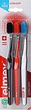 Fragrances, Perfumes, Cosmetics Ultra-Soft Toothbrushes, black + white + orange - Elmex Swiss Made