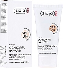 Normal Skin Energizing Face Cream SPF 50+ - Ziaja Med Toning Face Cream Natural Shade UVA+UVB — photo N2