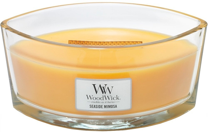 Scented Candle in Glass - WoodWick Hearthwick Flame Ellipse Candle Seaside Mimosa — photo N1