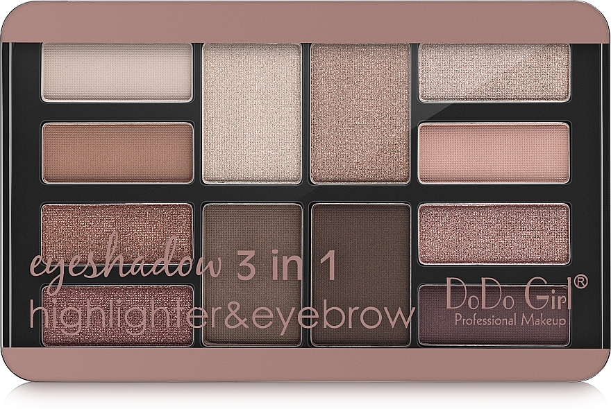 Eye & Face Makeup Palette - DoDo Girl 3 in 1 Eyeshadow & Highlighter & Eyebrow — photo N2