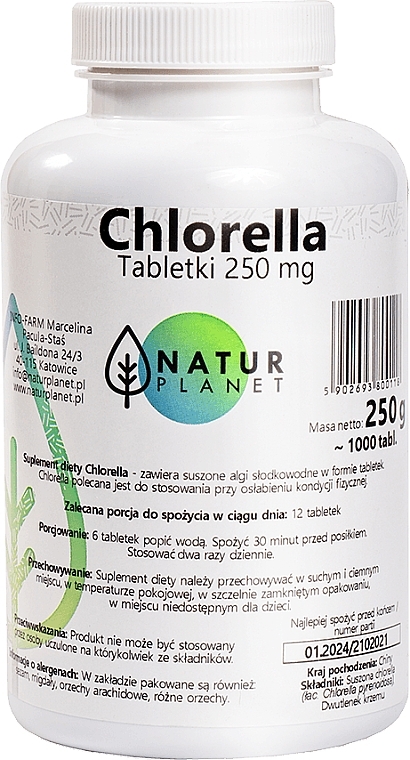 Chlorella Dietary Supplement 250 mg in tablets - Natur Planet — photo N1