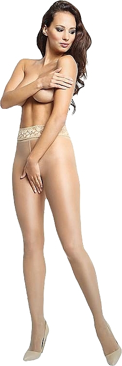 Semi-Matte Crotchless Tights, P101, beige - MissO — photo N2