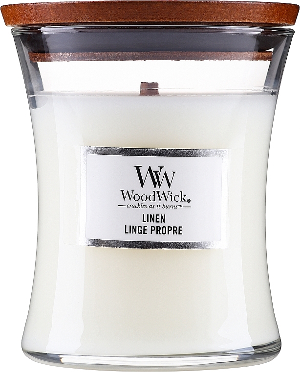 Scented Candle in Glass - WoodWick Hourglass Candle Linen — photo N1