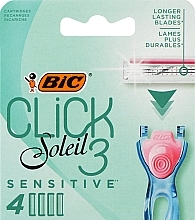 Replaceable Shaving Cassettes, 4 pcs - Bic Click 3 Soleil Sensitive — photo N1