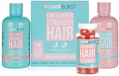 Hair Growth Set - Hairburst The Chewable Hair Growth Bundle (shm/350ml+cond/350ml+vitamins/60pcs) — photo N1