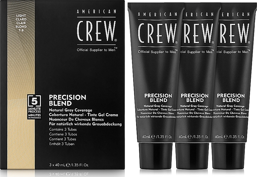 Grey Hair Coverage System (Level 7-8) 3x40 ml - American Crew Precision Blend Light — photo N1
