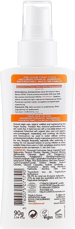 Sunscreen Spray - Alphanova Sun Bio SPF50 Spray Voyage — photo N4