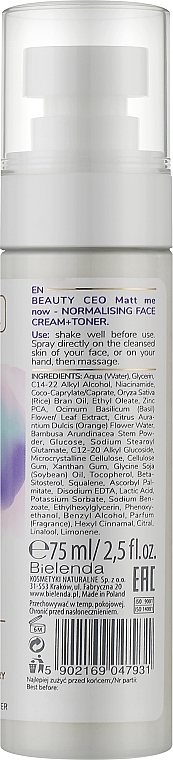 Normalizing Face Cream-Toner - Bielenda Beauty CEO Matt Me Now — photo N2