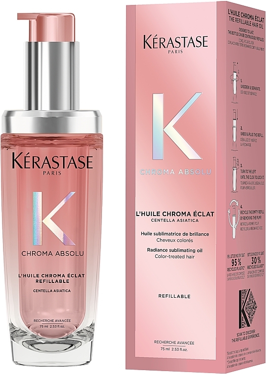 Shiny Hair Oil - Kerastase Chroma Absolu Radiance Sublimating Oil Refillable — photo N2