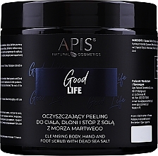 Fragrances, Perfumes, Cosmetics Cleansing Body, Hans and Foot Scrub with Dead Sea Salt - Apis Professional Good Life