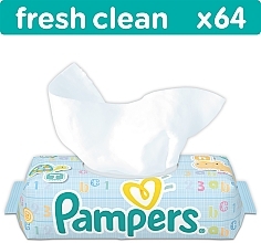 Baby Wet Wipes 'Fresh Clean', with flap, 64pcs - Pampers — photo N1