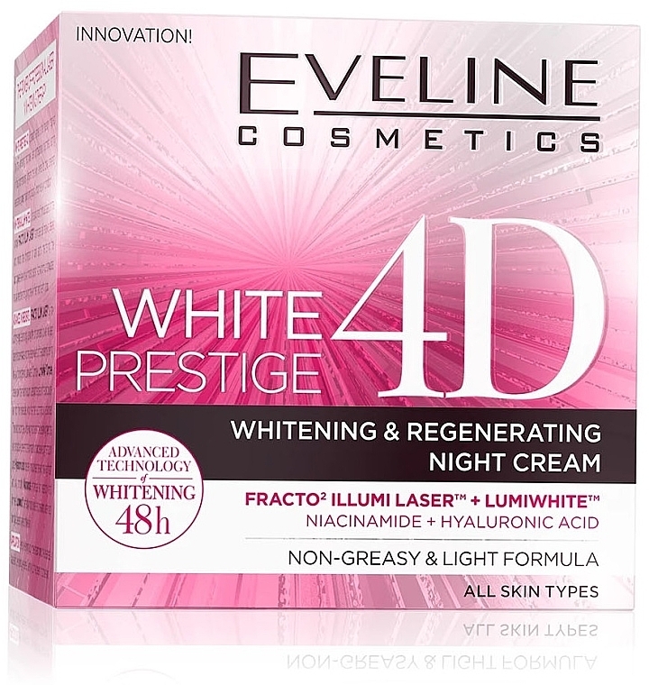 Night Face Cream - Eveline Cosmetics White Prestige 4D Whitening & Regenetating Night Cream — photo N1