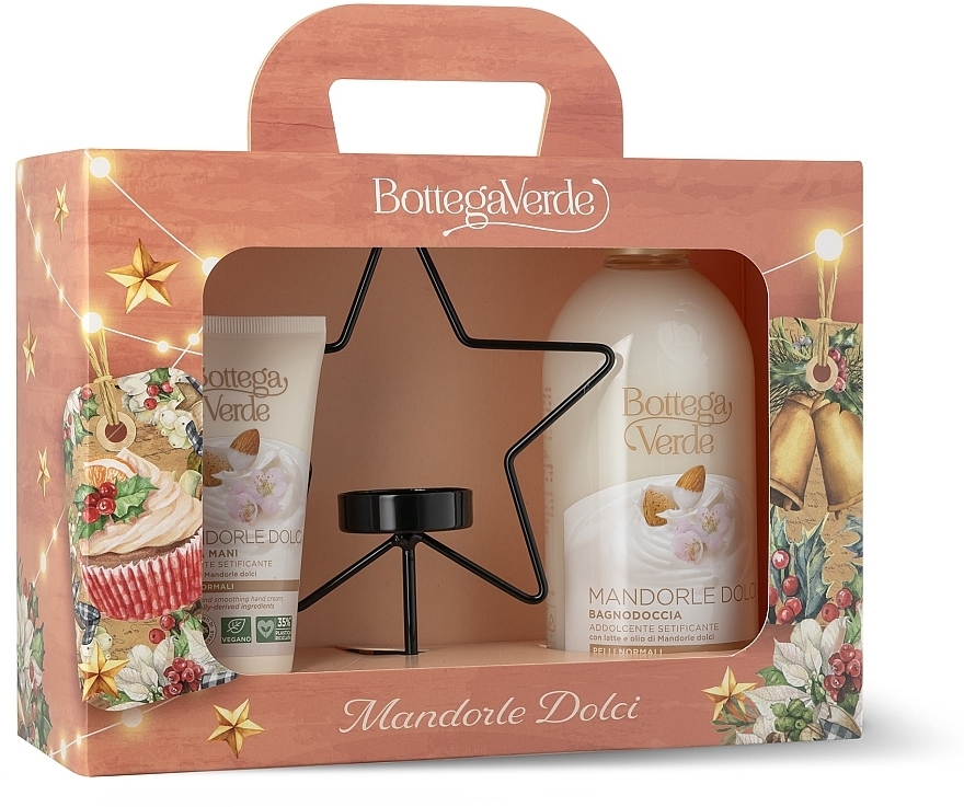 Set - Bottega Verde Mandorle Dolci (sh/gel/400ml + h/cr/75ml + candle/holder) — photo N2