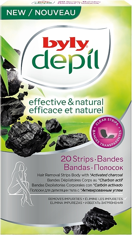Body Wax Strips - Byly Depil Activated Charcoal Hair Removal Strips Body — photo N1