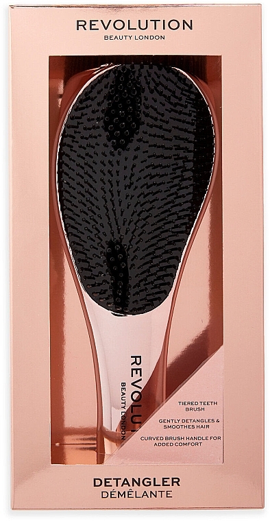 Anti-tangling Hair Brush, pink gold - Makeup Revolution Detangle Me! Rose Gold Detangling Hair Brush — photo N2
