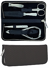 Fragrances, Perfumes, Cosmetics Manicure Set 'Carbon', 5 pcs - Erbe Solingen Manicure Pocket Case Range