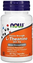 Dietary Supplement "L-Theanine", 200mg - Now Foods L-Theanine Double Strength Veg Capsules — photo N1