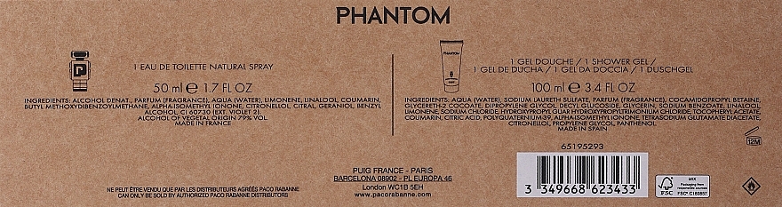 Paco Rabanne Phantom Giftset - Set (edt/50ml+sh/gel/100ml) — photo N3