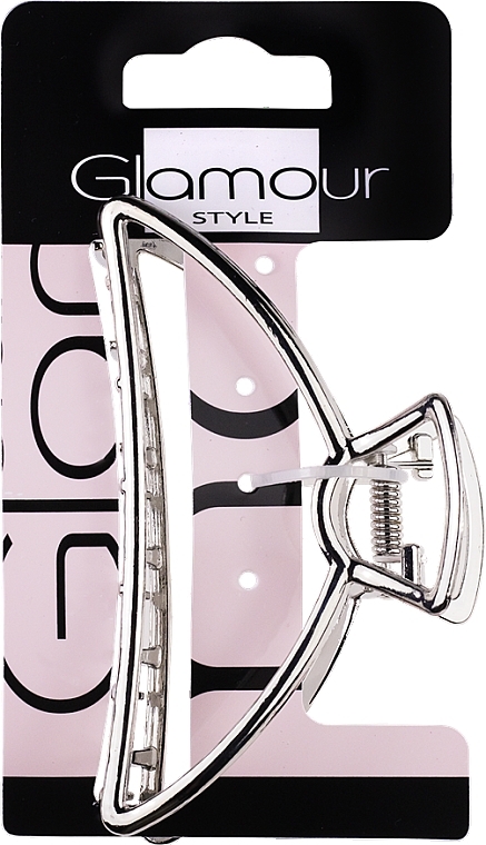 Hair Clip, Metallic, Silver, 9.5 cm - Glamour	 — photo N1