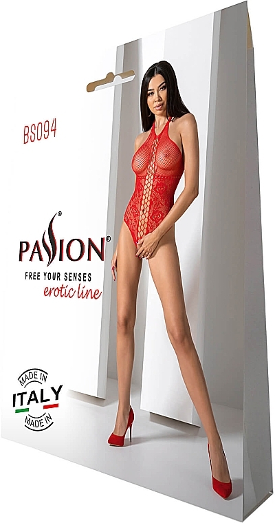Erotic Bodysuit BS094, red - Passion Bodystocking — photo N1