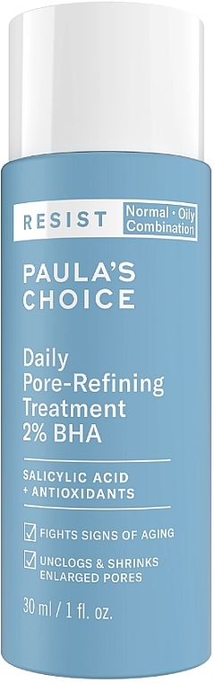 Pore-Tightening & Cleansing Toner - Paula's Choice Resist Daily Pore-Refining Treatment 2% BHA Travel Size — photo N1