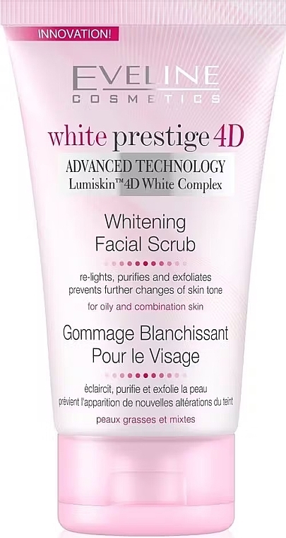 Whitening Face Scrub - Eveline Cosmetics White Prestige 4D Whitening Face Scrub — photo N2