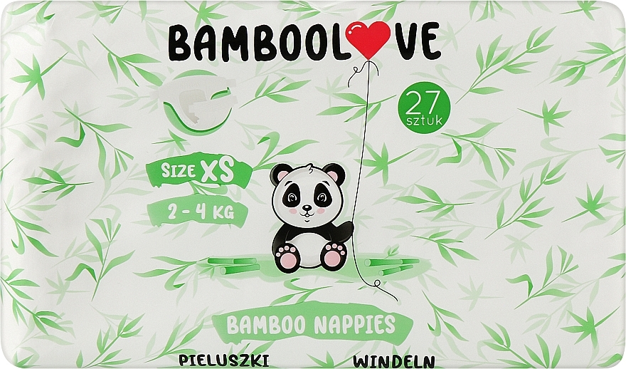 Bamboo Diapers, XS (2-4 kg), 27 pcs - Bamboolove — photo N1