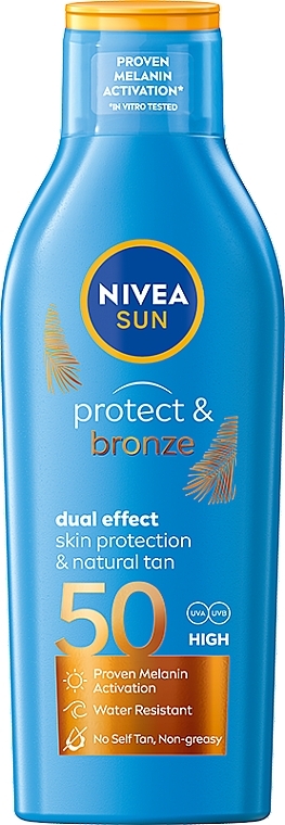 Sunscreen Lotion for Suntan - Nivea Sun Protect & Bronze SPF50 Dual Effect — photo N1