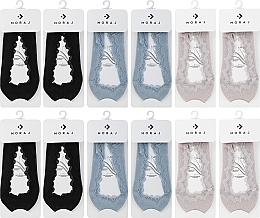 Fragrances, Perfumes, Cosmetics Set of Women Lace Socks, 12 pairs, black+blue+beige - Moraj