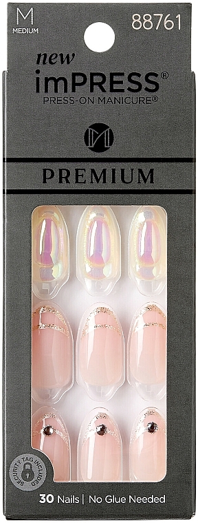 False Nails Set with Glue, medium length - Kiss imPRESS Premium Press-On Manicure — photo N1