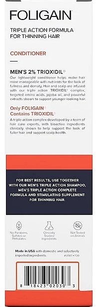 Anti Hair Loss Conditioner for Men - Foligain Men's Stimulating Conditioner For Thinning Hair — photo N1