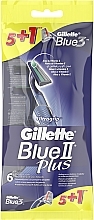 Disposable Shaving Razor Set, 5+1 pcs - Gillette Blue 2 Plus — photo N1