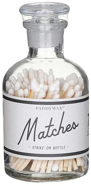 Safe Candle Matches, in a glass jar, white tip - Paddywax Matches Strike On Bottle White Tips — photo N1