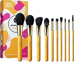 Fragrances, Perfumes, Cosmetics Synthetic Makeup Brush Set, 10 pcs, yellow - Eigshow Beauty Into You Premium Yellow Set