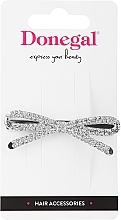 Hair Clip, FA-5712+1, silver bow with rhinestones - Donegal — photo N1