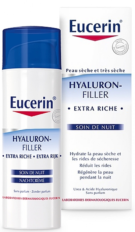 Night Face Cream for Dry Skin - Eucerin Hyaluron-Filler Extra Riche Night Cream — photo N2