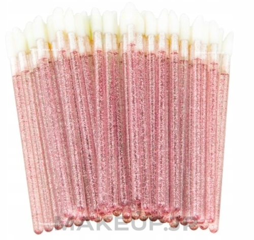 Lash, Brow & Lip Velor Glitter Applicators, pink - Lewer — photo 50 szt.