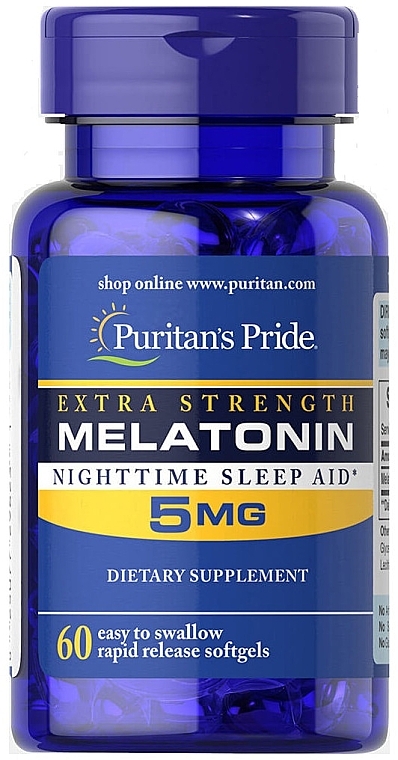 Supplement 'Melatonin' 5 mg - Puritan's Pride Extra Strength Melatonin 5mg Softgels — photo N2