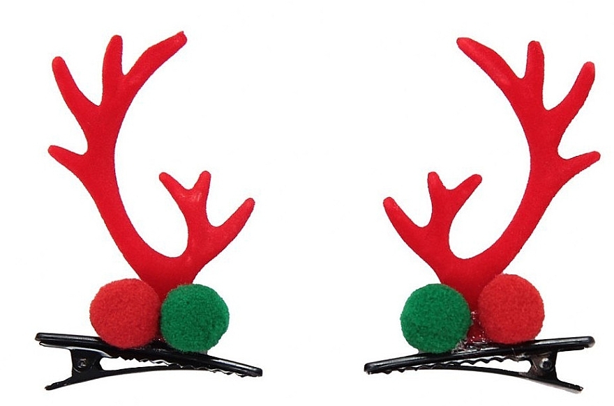 Hair Clips 'Christmas', FA-5742 with deer horns - Donegal — photo N1