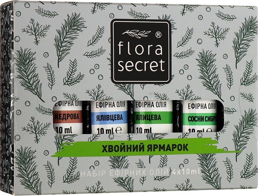 Sauna Set "Fir" - Flora Secret (oil/10ml + oil/10ml + oil/10ml + oil/10ml) — photo N1