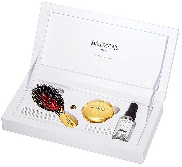 Gilded Hair Brush Set - Balmain Paris Hair Couture (silk parfume/50ml + mirror + h/brush) — photo N3