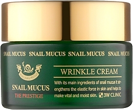 Fragrances, Perfumes, Cosmetics Anti-Aging Face Cream with Snail Mucin - 3W Clinic Snail Mucus Wrinkle Cream