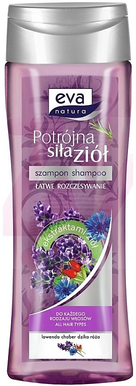 Lavender, Cornflower & Rosehip Shampoo for All Hair Types - Eva Natura — photo N1