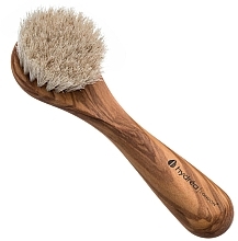 Olive Wood Face Brush with Pony Hair - Hydrea London Olive Wood Facial Brush With Pony Hair Bristles — photo N1