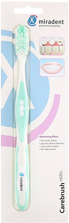 Toothbrush - Miradent Carebrush Toothbrush White Green — photo N1