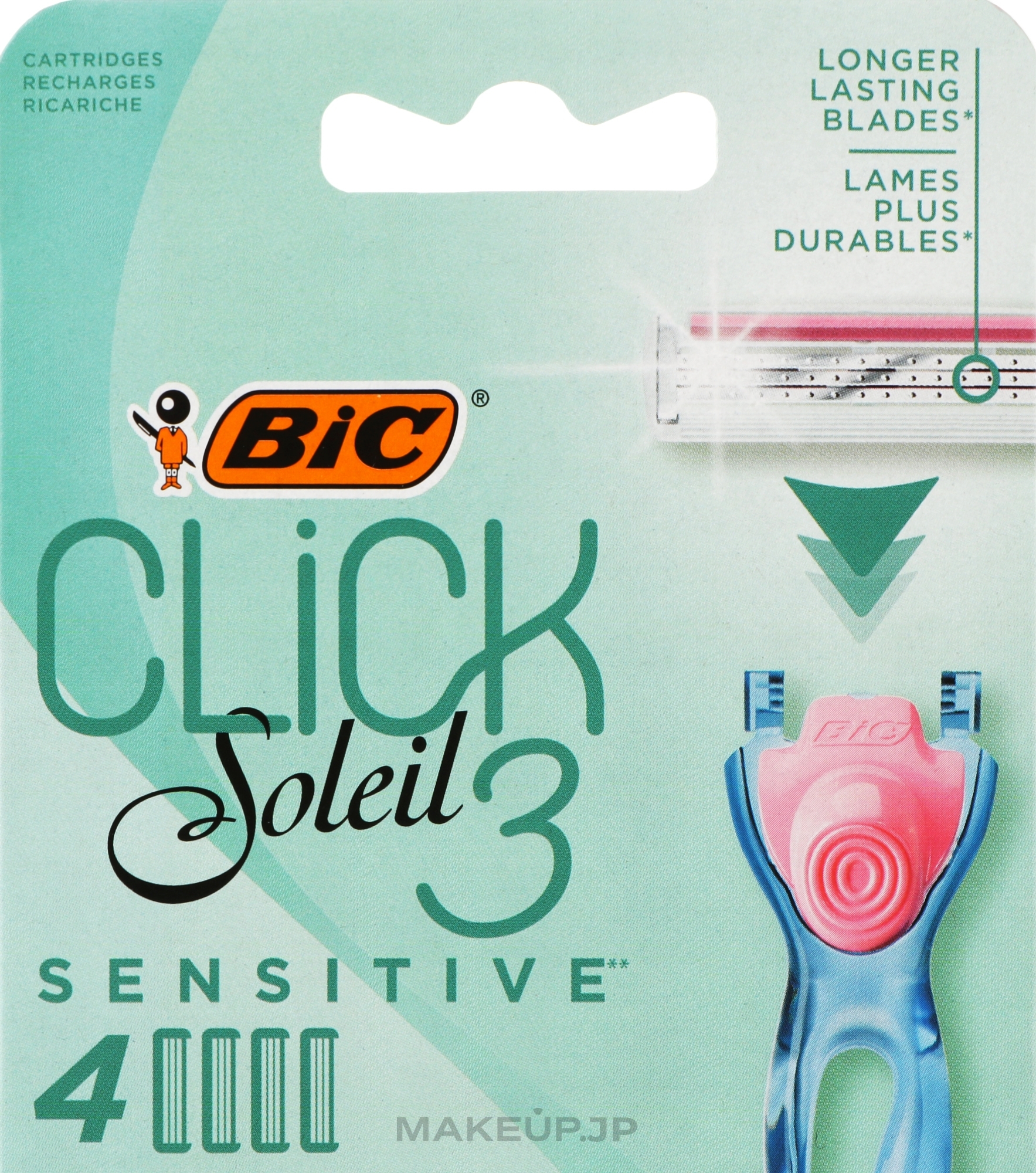 Replaceable Shaving Cassettes, 4 pcs - Bic Click 3 Soleil Sensitive — photo 4 szt.
